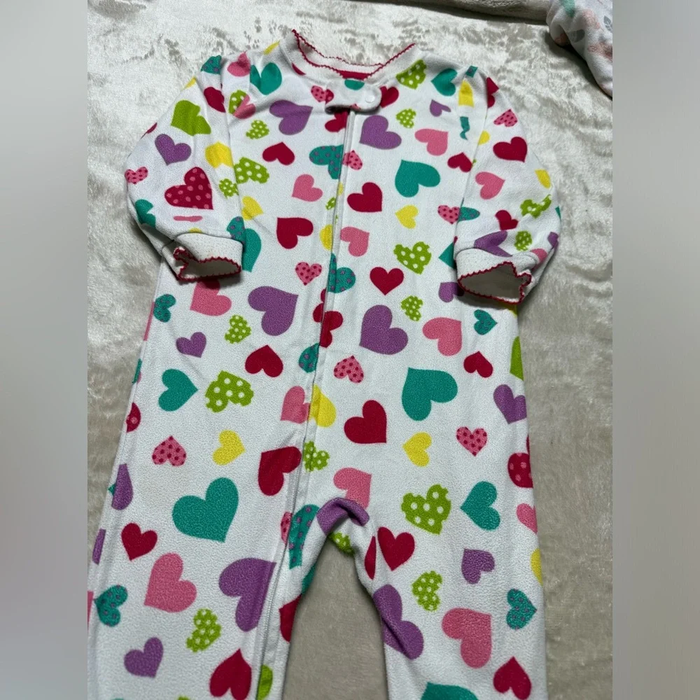 OshKosh B'gosh | Toddler Baby Girl Rainbow Hearts Footed Pajama | 18M